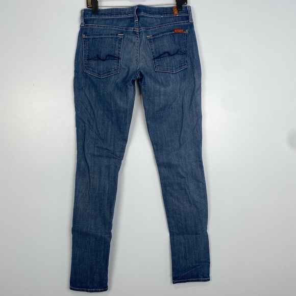 7 For All Mankind Roxanne Low Rise Skinny Stretch Jean's In Medium Blue Size 28 - Picture 8 of 10